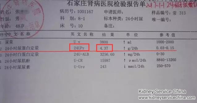 Urine Protein 4.37g Decreased to Normal Level with Chinese Medicine